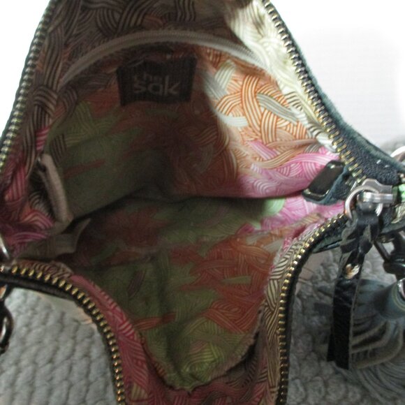 The Sak Light Tan or Cream and Brown Crossbody Leather Purse with Pockets - Picture 5 of 11